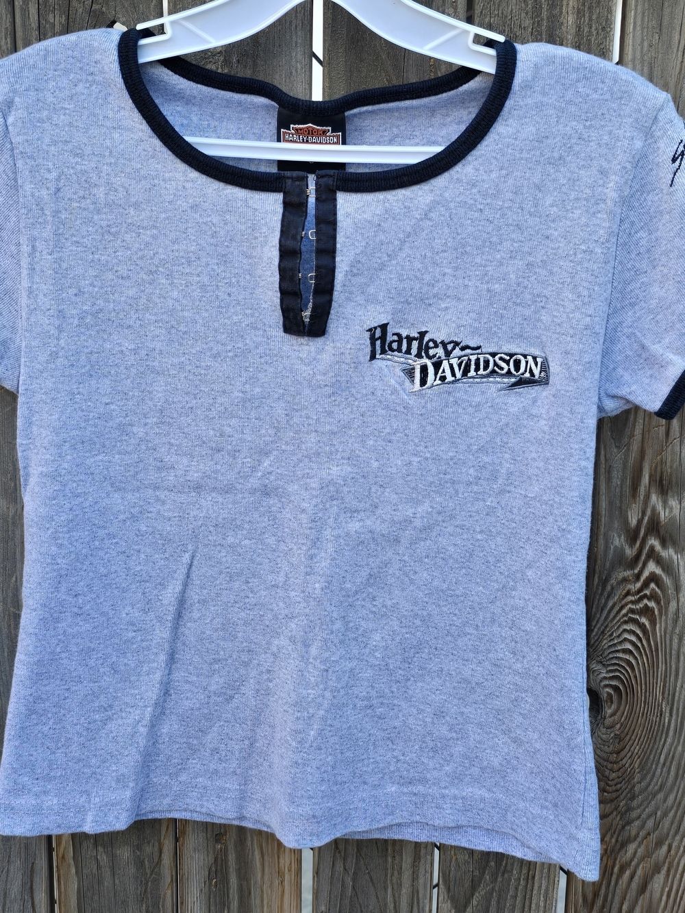 Harley Davidson Gray Tee with Black Cotton Top Size S